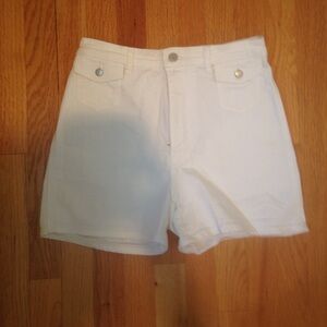 White High Waisted Jean Shorts